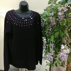Apt.9 Plum Sweater with Sequins